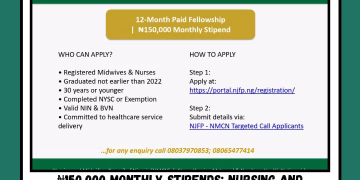 ₦150,000 Monthly Stipends: Nursing and Midwifery Council of Nigeria Announces Targeted Application Stream for NJFP Fellowship