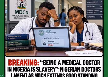 “Being a Medical Doctor in Nigeria Is Slavery”: Nigerian Doctors Lament as MDCN Extends Good Standing Certificate Wait to Five Years